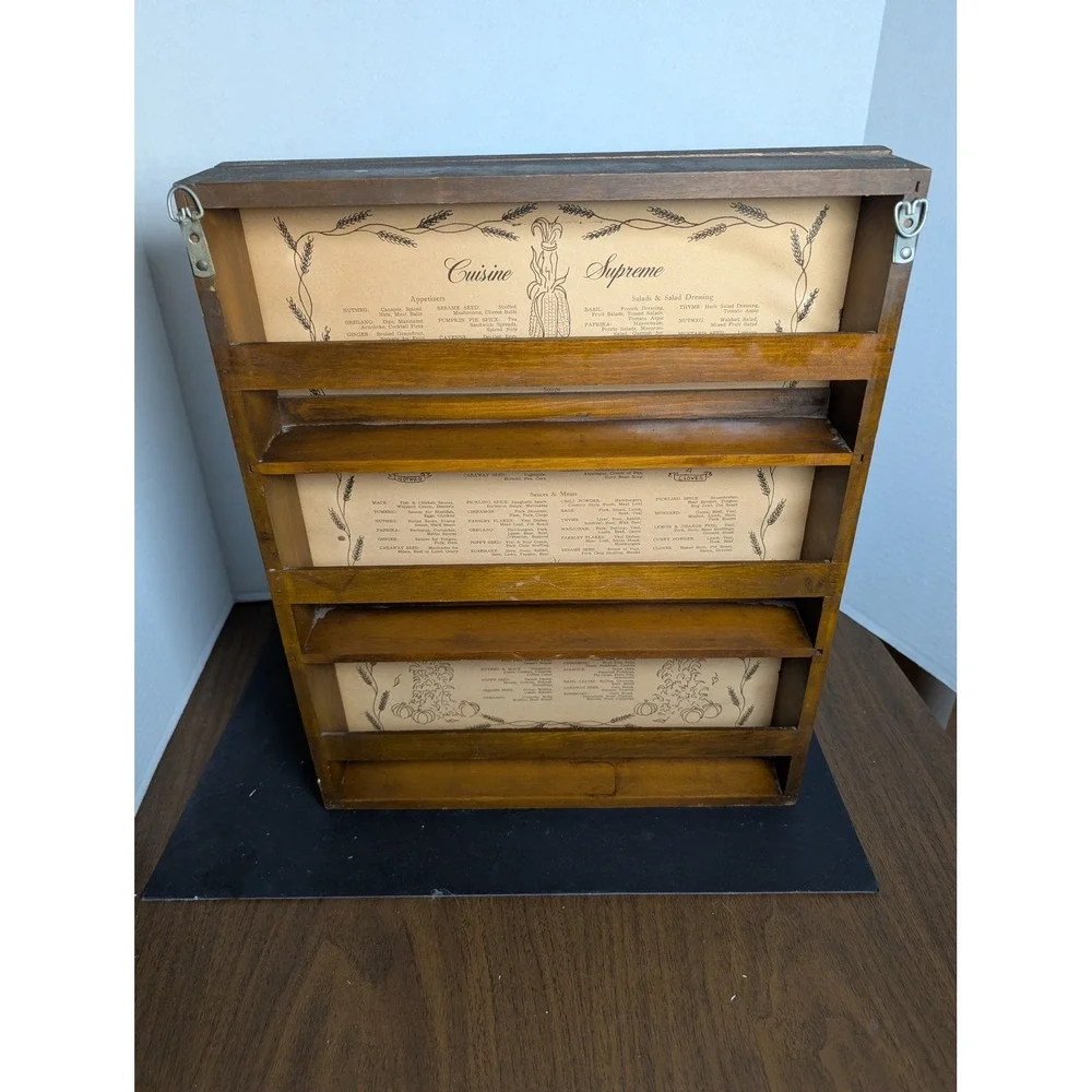 1965 Three Mountaineers Vintage Herbs Spices Wooden Rack Cabinet